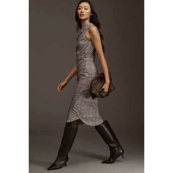 Anthropologie Maeve One-Shoulder Asymmetrical Slim Midi Dress Womens Sz 2 Black - Picture 2 of 13